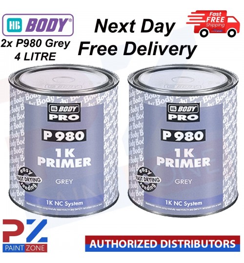 2x HB BODY PRO P980 1K PRIMER GREY 4LTR easy sanding FAST DRYING
